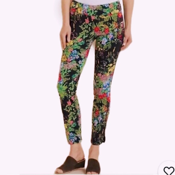Soft Surroundings In Bloom Floral Slim Ankle Pants Tummy Control Petite Small - Picture 1 of 5